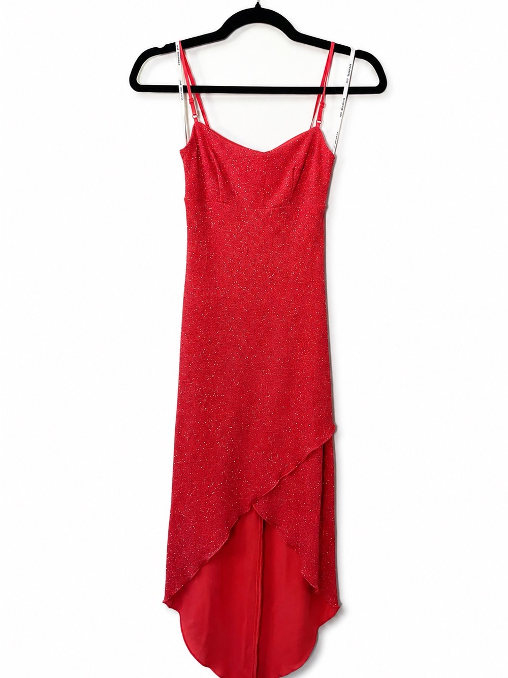 City Triangles Red Glitter Asymmetrical Homecoming Dress | Small